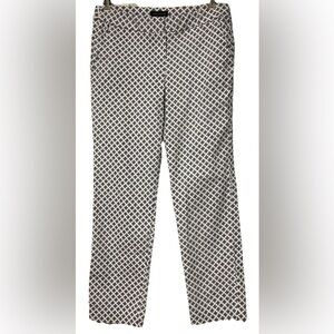 NWOT Navy/White Check Pants straight leg Size 6 Flat Front classic, workwear